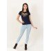 Embroidered t-shirt "Play" navy blue
