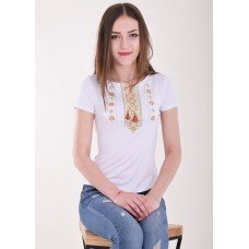 Embroidered t-shirt "Ornament" orange on white