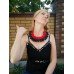 Wooden Necklace "Circle" red&black