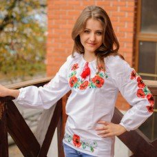 Embroidered blouse "Poppies Cross-stitched"