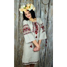 Embroidered dress "Roses Linen"