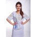 Embroidered Classic Dress "Rose Garden" Light Gray