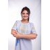 Embroidered Classic Dress "Rose Garden" Light Gray