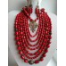 Necklace Namysto and earrings of real different size corals 7+1 threads and bronze cross