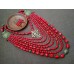 Necklace Namysto and earrings of real different size corals 7+1 threads and bronze cross