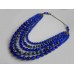 Necklace "Ultramarine" of cat's eye natural gemstone 5 threads