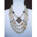 Necklace set Zgarda of white onyx natural gemstone and pendant 3+1 threads