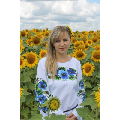 Beads Embroidered Blouse "Ukrainian Bluebell"