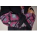 Boho Style Ukrainian Embroidered Maxi Broad Dress Black with Grey/Pink Embroidery