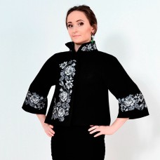 Embroidered coat "Wild Rose" black