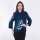 Embroidered coat "Bluebell" dark blue