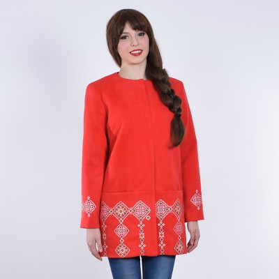 Embroidered coat "Melody" red