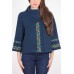 Embroidered coat "Flower Lace" dark blue