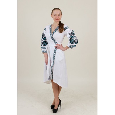 Embroidered Wrap Around Dress "Life Tree"