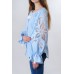 Boho Style Ukrainian Embroidered Blouse "Richelieu" gentle blue