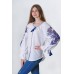 Boho Style Ukrainian Embroidered Folk  Blouse "Richelieu" blue on white