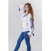 Boho Style Ukrainian Embroidered Folk  Blouse "Richelieu" blue on white