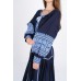 Boho Style Ukrainian Embroidered Dress "Carpathian Flower" blue on navy