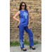 Embroidered set: top&trousers "Feather of Peacock"