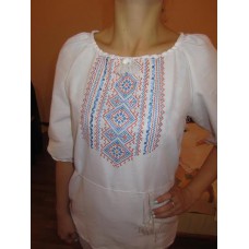 Embroidered  blouse "Fantastic Flowers Orange&Blue"