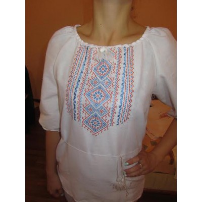 Embroidered  blouse "Fantastic Flowers Orange&Blue"