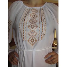 Embroidered  blouse "Fantastic Flowers Brown on White"