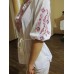 Embroidered  blouse "Fantastic Flowers Red on White"