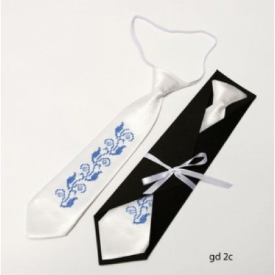 Embroidered tie for a boy "White"