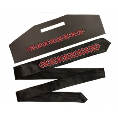 Embroidered tie unisex "Red&Black"
