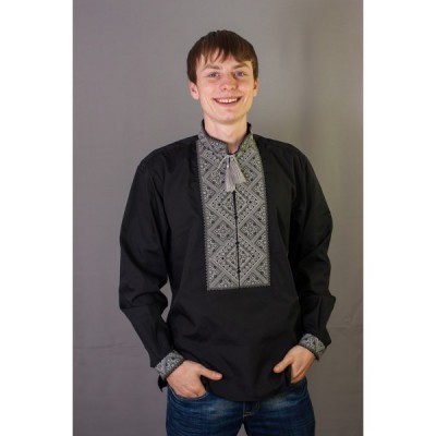 Embroidered shirt "Silver on Black"