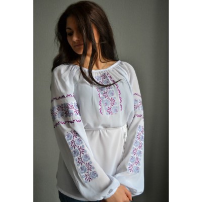 Embroidered  blouse "Fantastic Roses Lavander"